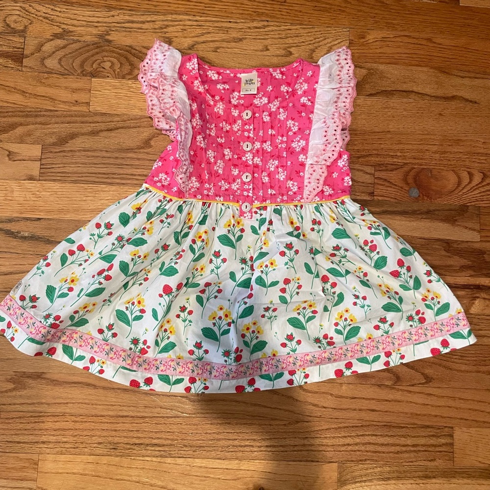 Wildflowers Pink and Green top with Cap Sleeves